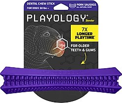 Playology Pork Sausage Scented Dental Chew Stick Dog Toy, Jumbo