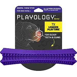 Playology Pork Sausage Scented Dental Chew Stick Dog Toy, Jumbo