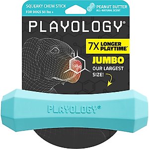 Playology Peanut Butter Scented Squeaky Chew Stick Dog Toy, Jumbo