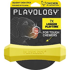 Playology Chicken Scented Squeaky Chew Stick Dog Toy, Medium