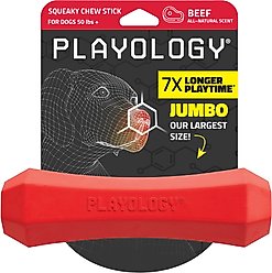 Playology Beef Scented Squeaky Chew Stick Dog Toy, Jumbo
