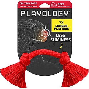 Playology Dri-Tech Rope Dog Toy, Medium, Beef