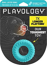 Playology Peanut Butter Scented Dual Layer Ring Dog Toy, Small