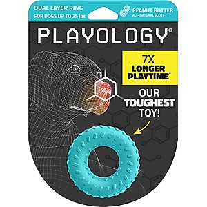 Playology Peanut Butter Scented Dual Layer Ring Dog Toy, Small