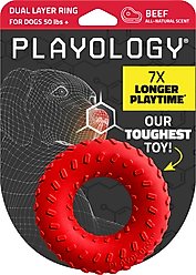 Playology Beef Scented Dual Layer Ring Dog Toy, Jumbo