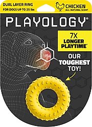 Playology Chicken Scented Dual Layer Ring Dog Toy, Small