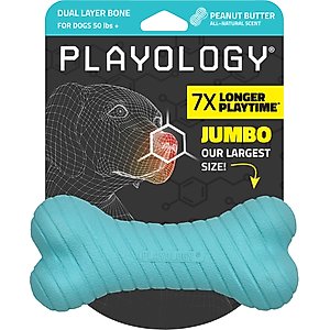 Playology Peanut Butter Scented Dual Layer Bone Dog Toy, Jumbo