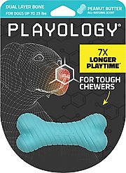 Playology Peanut Butter Scented Dual Layer Bone Dog Toy, Small slide 1 of 6