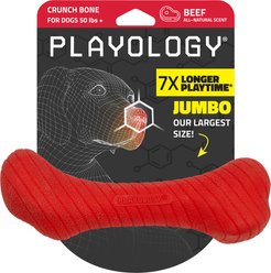 Playology Beef Scented Crunchy Femur Bone Dog Toy, Jumbo