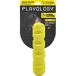 Playology Scented Squeaky Bumper Dog Toy, Jumbo, Chicken Scented