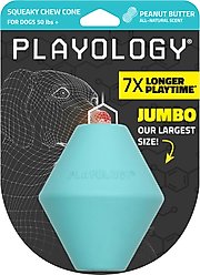 Playology Peanut Butter Scented Squeaky Chew Cone Dog Toy, Jumbo
