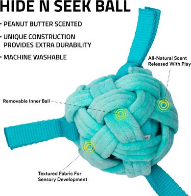 Show full view: Playology Peanut Butter Scented Young & Active Hide N Seek Ball Plush Dog Toy, Jumbo slide 2 of 8
