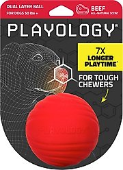 Playology Beef Scented Dual Layer Ball Dog Toy, Jumbo