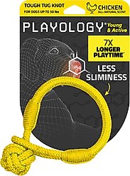 Playology Chicken Scented Young & Active Tough Tug Knot Dog Toy, Medium