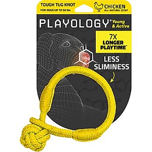 Playology Chicken Scented Young & Active Tough Tug Knot Dog Toy, Medium