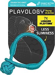 Playology Peanut Butter Scented Young & Active Tough Tug Knot Dog Toy, Medium
