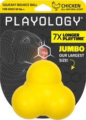 Playology Chicken Scented Squeaky Bounce Ball Dog Toy, Jumbo