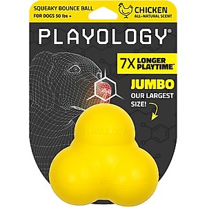 Playology Chicken Scented Squeaky Bounce Ball Dog Toy, Jumbo