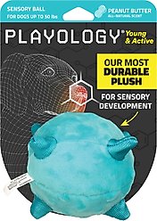 Playology Peanut Butter Scented Young & Active Sensory Ball Dog Toy, Small
