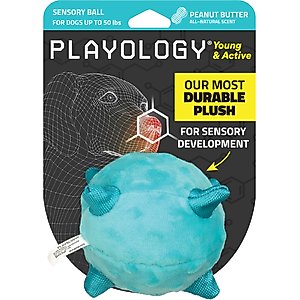 Playology Peanut Butter Scented Young & Active Sensory Ball Dog Toy, Small