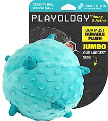 Playology Peanut Butter Scented Young & Active Sensory Ball Dog Toy, Jumbo
