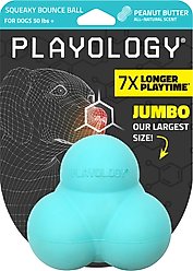 Playology Peanut Butter Scented Squeaky Bounce Ball Dog Toy, Jumbo