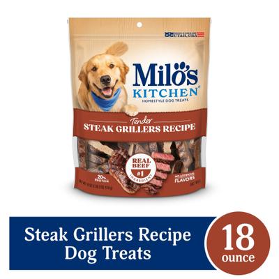 Show full view: Milo's Kitchen Steak Grillers Recipe with Angus Steak Dog Treats, 18-oz bag slide 3 of 11