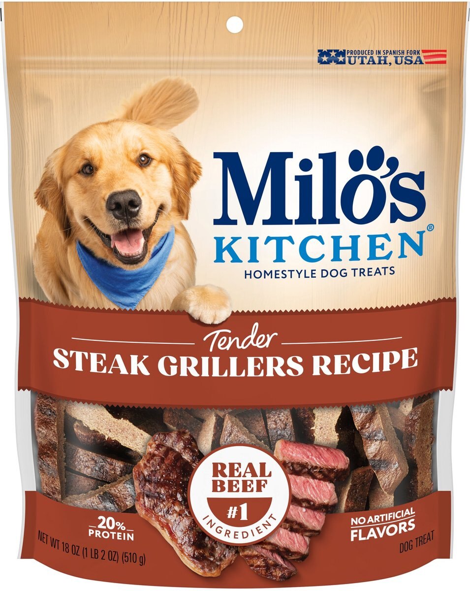 Milo's Kitchen Steak Grillers Recipe with Angus Steak Dog Treats