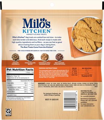 Show full view: Milo's Kitchen Chicken Jerky Recipe Dog Treats, 8.5-oz bag slide 5 of 12