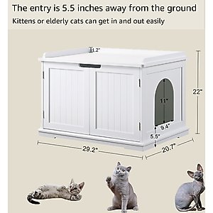Unipaws Decorative Cat Litter Box Enclosure, White