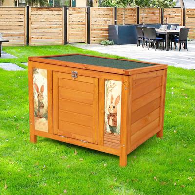 Show full view: Coziwow Wooden Indoor/Outdoor Rabbit Hutch with Ramp, Orange slide 8 of 9