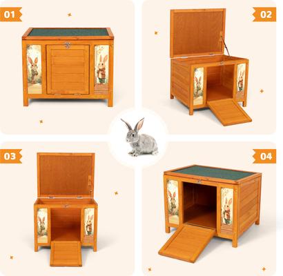Show full view: Coziwow Wooden Indoor/Outdoor Rabbit Hutch with Ramp, Orange slide 9 of 9