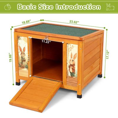 Show full view: Coziwow Wooden Indoor/Outdoor Rabbit Hutch with Ramp, Orange slide 4 of 9
