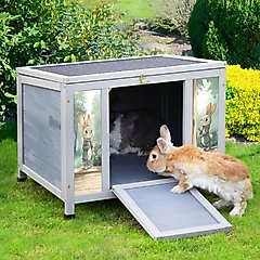 Coziwow Wooden Indoor/Outdoor Rabbit Hutch with Ramp, Gray