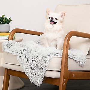 FurHaven Polyester Long Fur & Velvet Dog Blanket, Mist Gray, Small