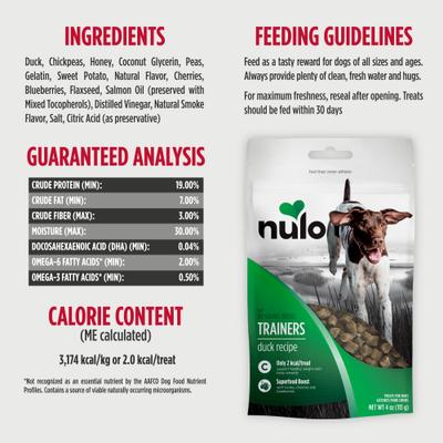 Show full view: Nulo Grain-Free Variety Pack Soft & Chewy Dog Training Treats, 4-oz bag, case of 3 slide 4 of 11