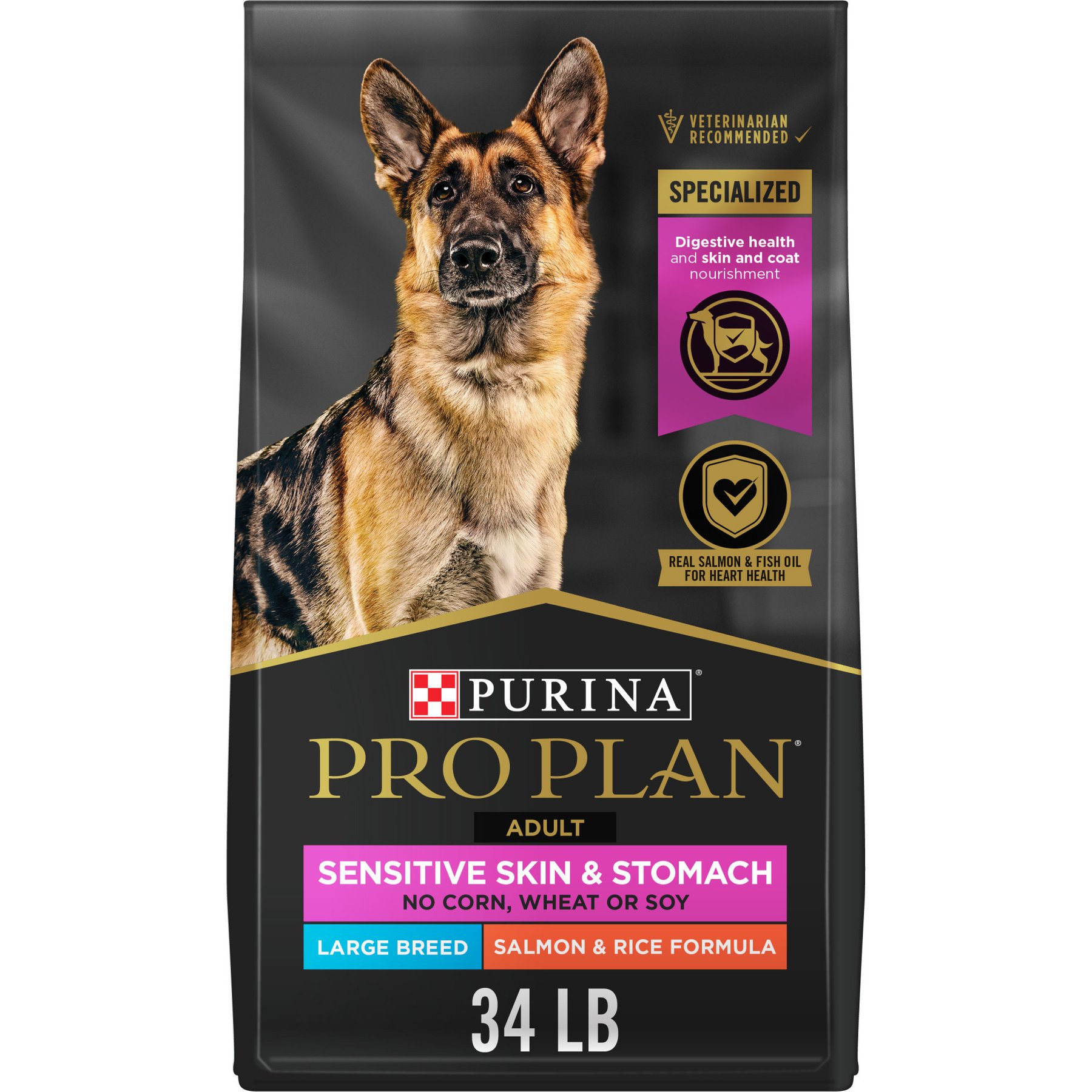 Purina Pro Plan Sensitive Skin & Stomach Salmon Adult Large Breed Formula Dry Dog Food, 34-lb bag