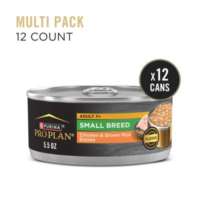 Show full view: Purina Pro Plan Senior Small Breed Chicken & Brown Rice Entree Pate Wet Dog Food, 5.5-oz can, case of 24 slide 3 of 12