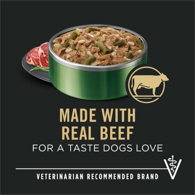 Show full view: Purina Pro Plan Adult Small Breed High-Protein Beef & Green Beans Entree in Gravy Shredded Wet Dog Food, 5.5-oz can, case of 24 slide 4 of 12