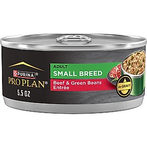 Purina Pro Plan Adult Small Breed High-Protein Beef & Green Beans Entree in Gravy Shredded Wet Dog Food, 5.5-oz can, case of 24