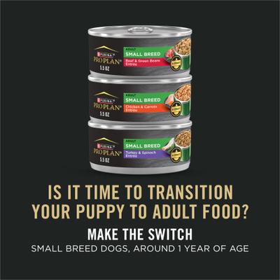 Show full view: Purina Pro Plan Puppy Small Breed High-Protein Chicken & Brown Rice Entree Wet Dog Food, 5.5-oz can, case of 24 slide 8 of 12
