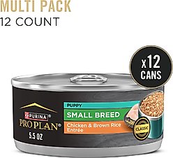 Purina Pro Plan Puppy Small Breed High-Protein Chicken & Brown Rice Entree Wet Dog Food, 5.5-oz can, case of 24 slide 2 of 9