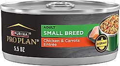 Purina Pro Plan Adult Small Breed High-Protein Chicken & Carrots Entree in Gravy Shredded Wet Dog Food, 5.5-oz can, case of 24