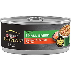 Purina Pro Plan Adult Small Breed High-Protein Chicken & Carrots Entree in Gravy Shredded Wet Dog Food, 5.5-oz can, case of 24