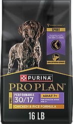 Purina Pro Plan Sport Performance Adult 7+ High-Protein 30/17 Chicken & Rice Formula Dry Dog Food, 16-lb bag