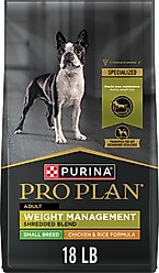 Purina Pro Plan Weight Management Chicken Adult Small Breed Formula Dry Dog Food, 18-lb bag