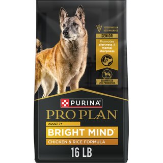 Purina Pro Plan Bright Mind Adult 7+ Chicken & Rice Formula Dry Dog Food, 16-lb bag slide 1 of 9