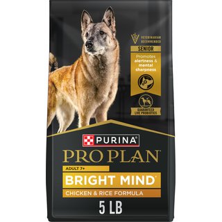 Purina Pro Plan Bright Mind Adult 7+ Chicken & Rice Formula Dry Dog Food, 5-lb bag slide 1 of 9