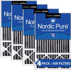 Nordic Pure Honeywell/Lennox MERV 12 Pleated Plus Carbon Replacement Air Filters, 16 x 25 x 5-in H, 4 count slide 1 of 7