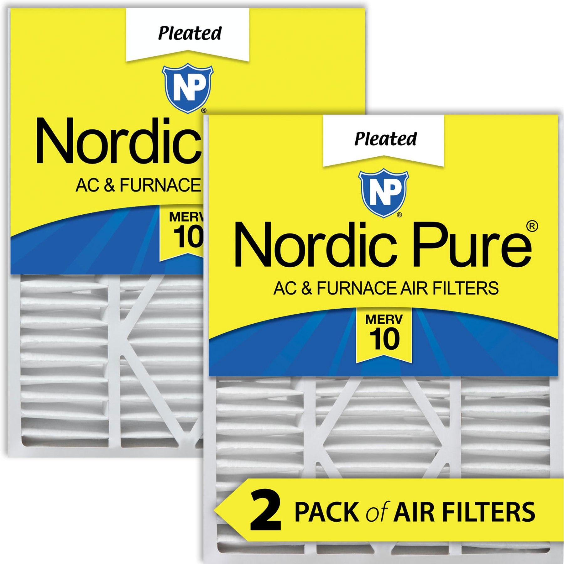Nordic Pure Goodman/Carrier/Amana Replacement MERV 10 Air Filters, 20 x 25 x 5-in, 2 count